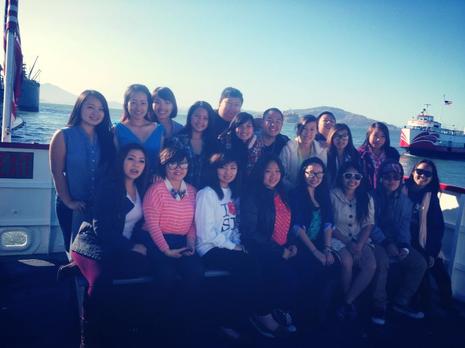 Group of students on a boat